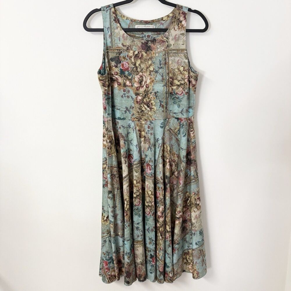 Peruvian Connection Tank Midi Sundress (Size M) Antique Floral Print Fit & Flare